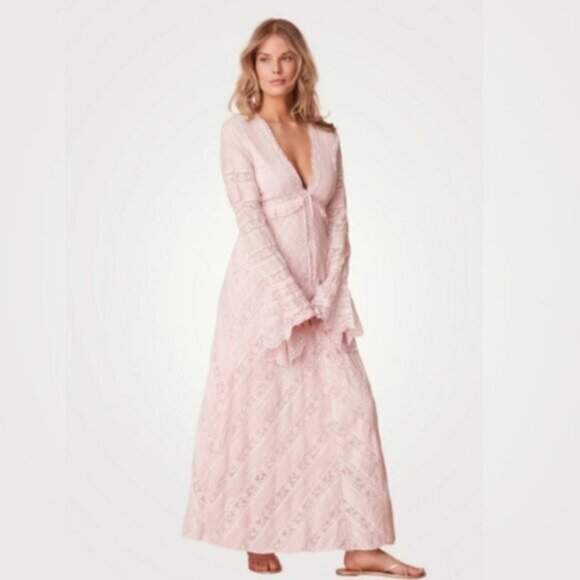 LoveShackFancy Weil Lace Inset Maxi Dress